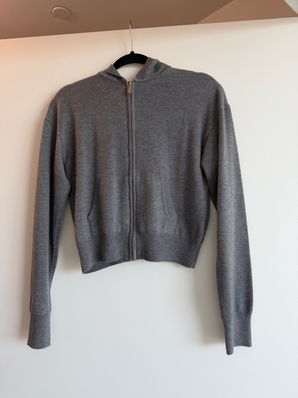 Lovers + Friends Gray Zip-Up Hooded Sweater